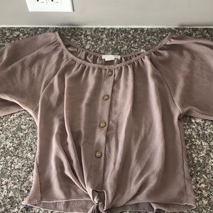 sheer crop top tie front